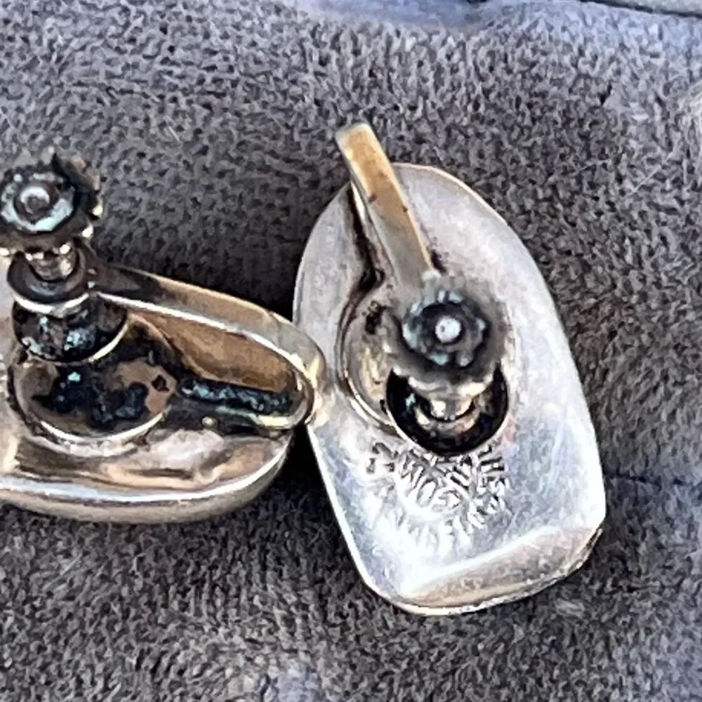 Sterling Silver Mexican Clip On Earrings Comedy Tragedy Mask Retro